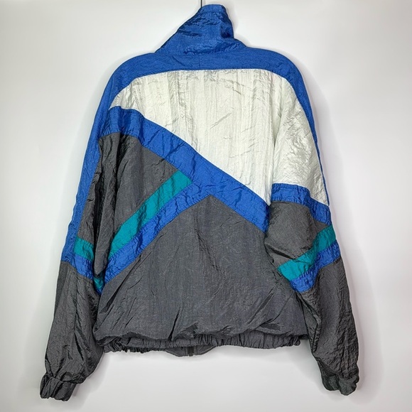 Vintage Givenchy Active Sports Blue Gray Nylon Windbreaker Jacket Size Large - Picture 4 of 11